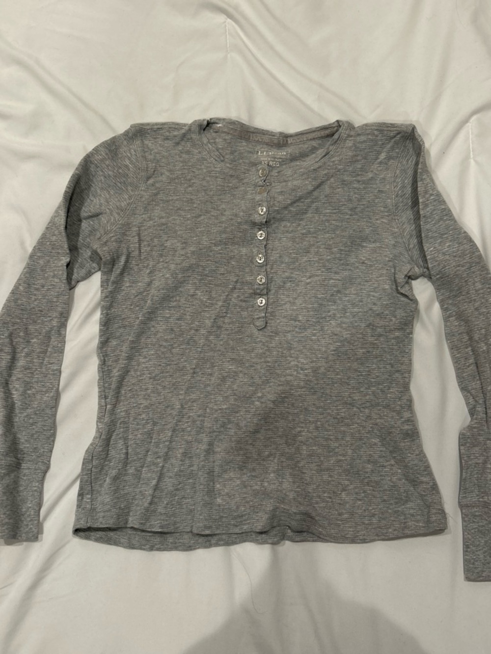 L.L. Bean Women's Long-Sleeve Henley Top - Heather Gray